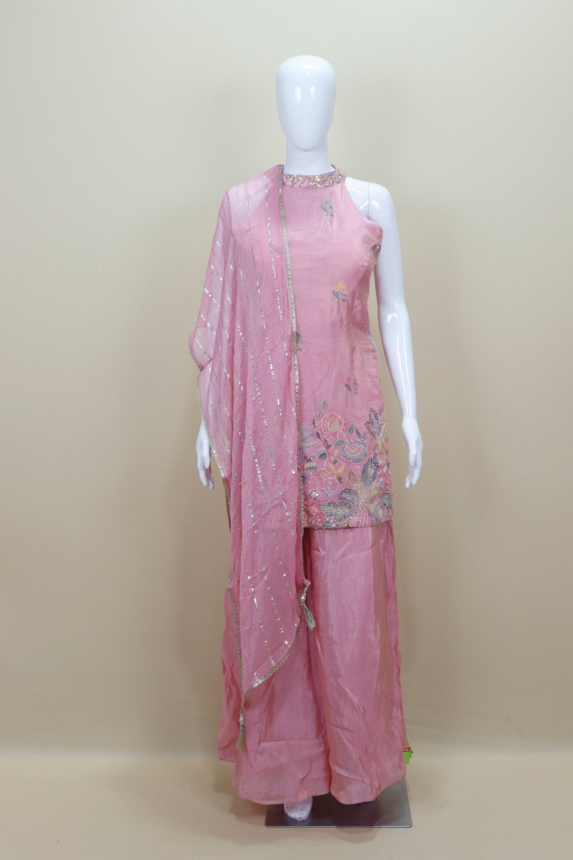 Designer Pink Embroidered Sharara Suit with Dupatta