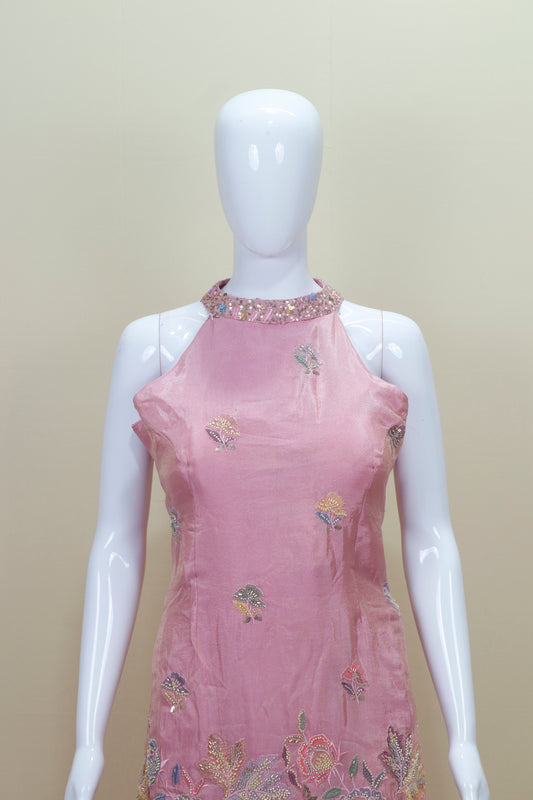 Designer Pink Embroidered Sharara Suit with Dupatta