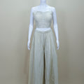 Stylish Silver Embroidered Crop Top with Palazzo and Jacket Set