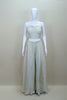 Stylish Silver Embroidered Crop Top with Palazzo and Jacket Set