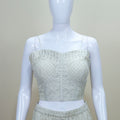 Stylish Silver Embroidered Crop Top with Palazzo and Jacket Set