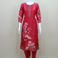 Elegant Red Printed Cotton Kurti Set with Dupatta