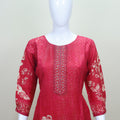 Elegant Red Printed Cotton Kurti Set with Dupatta
