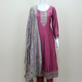 Designer Wine Silk Embroidered Salwar Suit with Dupatta