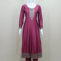 Designer Wine Silk Embroidered Salwar Suit with Dupatta