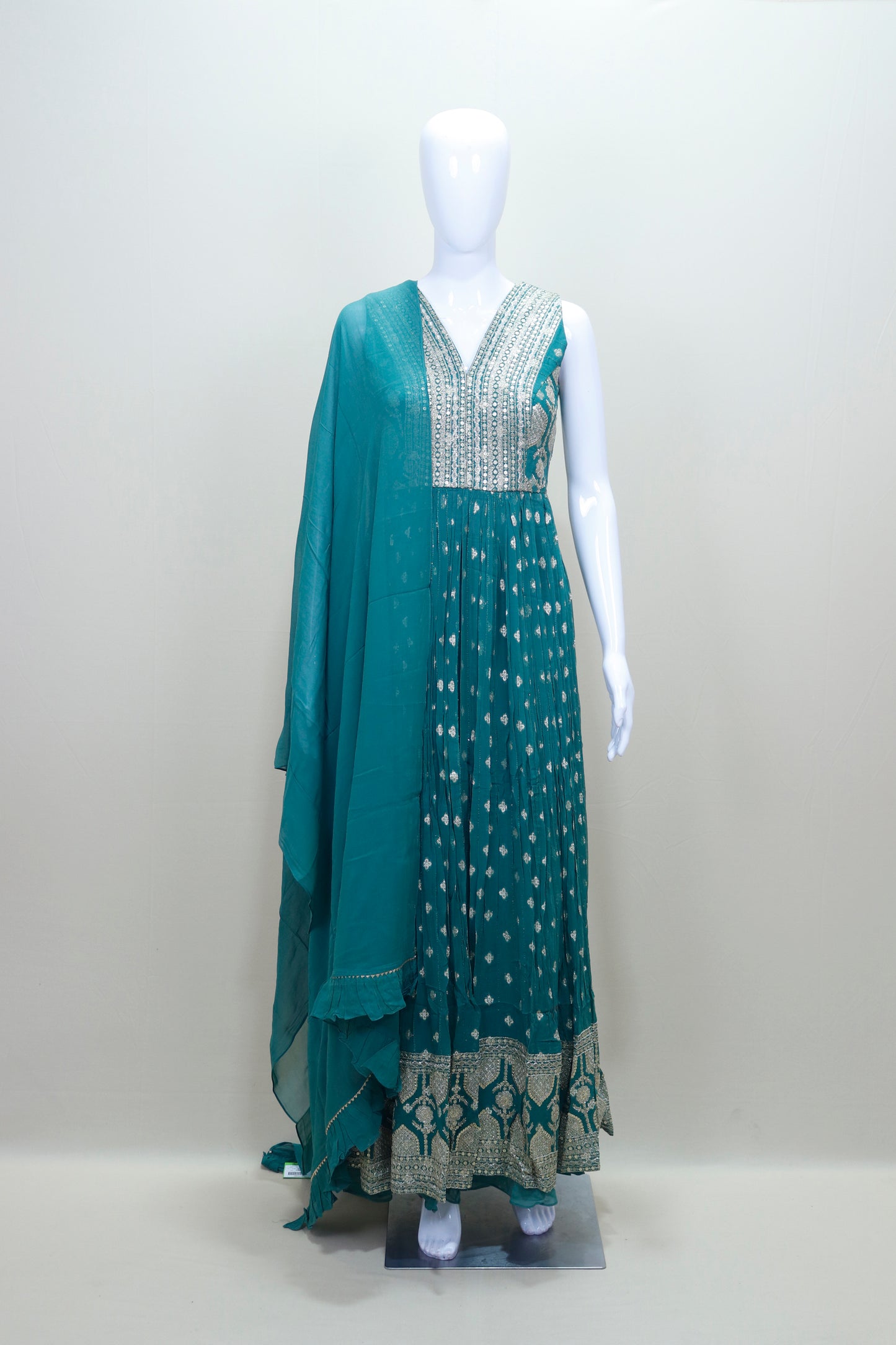 Teal Green Georgette Anarkali Suit Dupatta Party Wear Ethnic Outfit