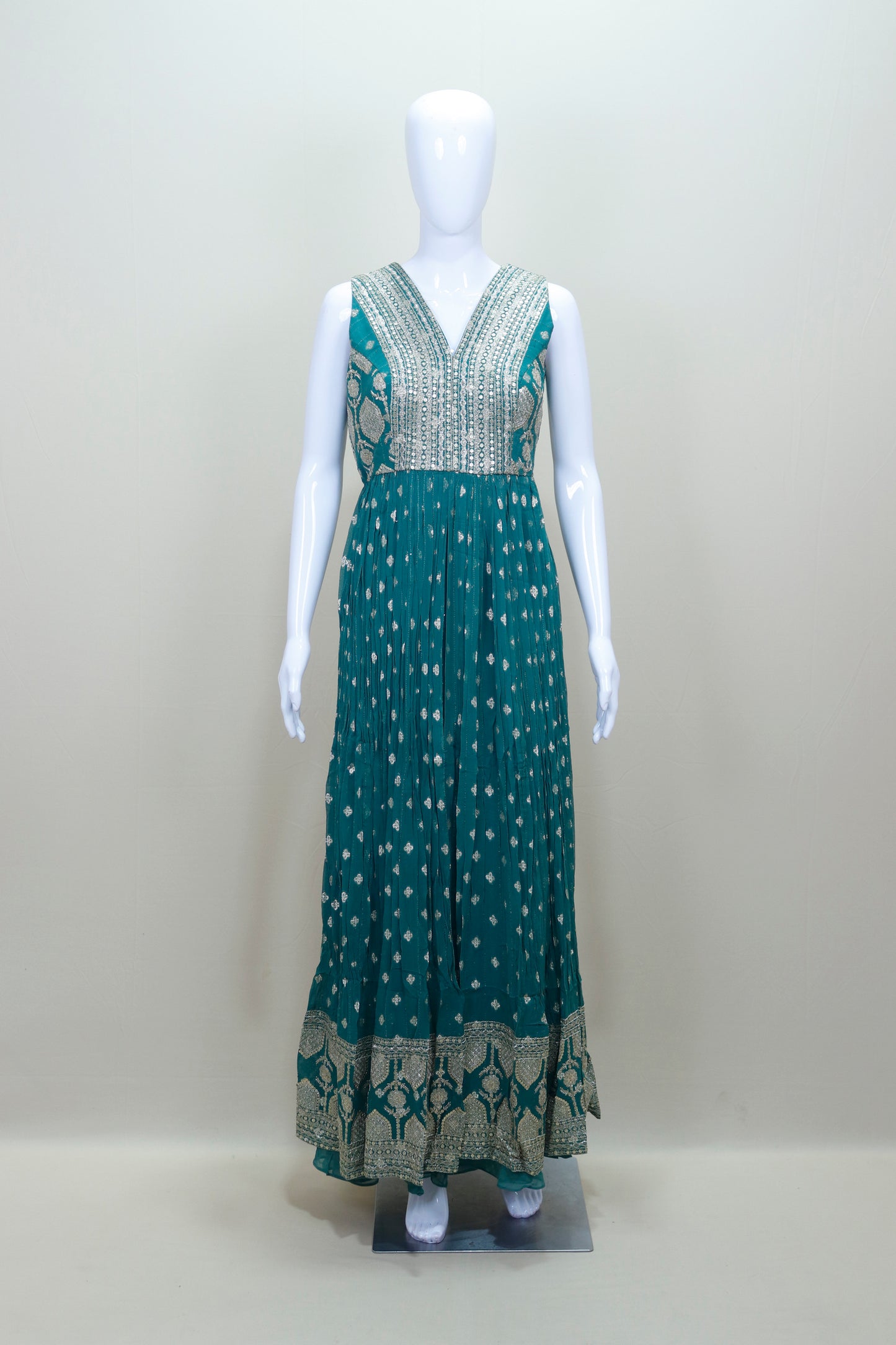 Teal Green Georgette Anarkali Suit Dupatta Party Wear Ethnic Outfit