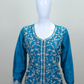 Teal Blue Long Kurta with Palazzo Dupatta Party Wear Ethnic Suit Set