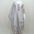 Beige Printed Cotton Suit Set Kurta Dupatta