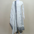 Elegant White Cotton Embroidered Suit Set Dupatta