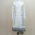 Elegant White Cotton Embroidered Suit Set Dupatta
