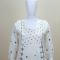 Elegant White Cotton Embroidered Suit Set Dupatta