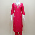 Elegant Pink Embroidered Cotton Salwar Suit with Floral Dupatta