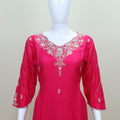 Elegant Pink Embroidered Cotton Salwar Suit with Floral Dupatta