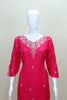 Elegant Pink Embroidered Cotton Salwar Suit with Floral Dupatta