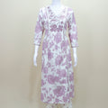 White and Lavender Floral Printed Cotton Salwar Suit with Dupatta