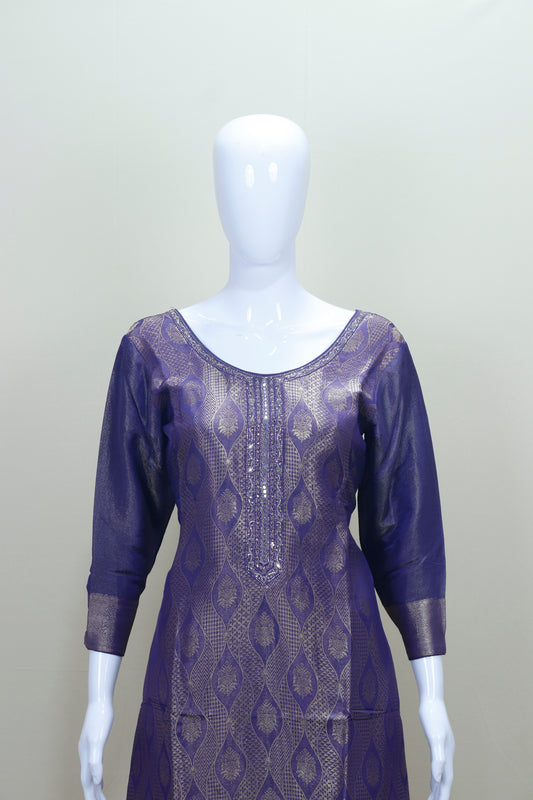 Elegant Purple Banarasi Silk Salwar Suit with Dupatta