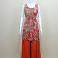 Stylish Orange Palazzo Suit with Embroidered Kurti Dupatta
