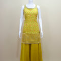 Yellow Palazzo Suit with Sleeveless Kurti Party Wear