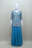 Designer Sky Blue Peplum Top with Flared Skirt Party Wear