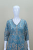 Designer Sky Blue Peplum Top with Flared Skirt Party Wear