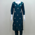Dark Green Cotton Kurta Set with Dupatta Ethnic Wear