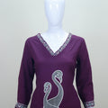 Maroon Cotton Kurta with Peacock Print Stylish Ethnic Wear
