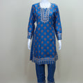 Blue Cotton Suit Set with Dupatta Ethnic Kurta Pant Set