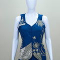 Blue Indo Western Gown with Silver Designer Party Wear Dress