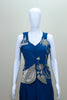 Blue Indo Western Gown with Silver Designer Party Wear Dress