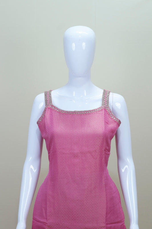Traditional  Pink Banarasi Silk Salwar Suit with Dupatta