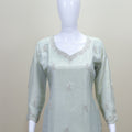 Pastel Green Kurti with Palazzo and Dupatta Set for Party Wear