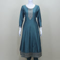 Teal Blue Embroidered Anarkali Suit with Churidar and Dupatta