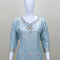 Sky Blue Silk Embroidered Salwar Suit with Dupatta