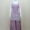 Lavender Embroidered Kurti with Sharara and Dupatta Set for Party Wear