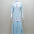 Sky Blue Kurti with Sharara Set for Party Wear Ethnic Outfit