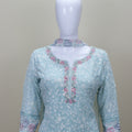  Sky Blue Kurti with Sharara Set for Party Wear Ethnic Outfit