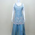 Elegant Sky Blue Silk Anarkali Suit with Dupatta Party Wear