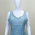 Elegant Sky Blue Silk Anarkali Suit with Dupatta Party Wear