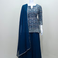 Navy Blue Silk Anarkali Suit with Dupatta Party Wear