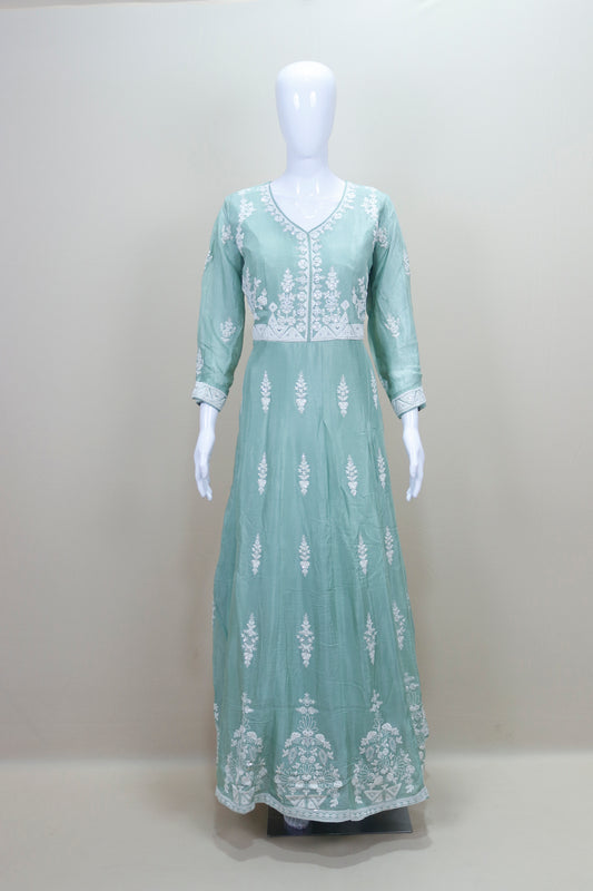 Pastel Green Anarkali Suit with Dupatta Party Wear
