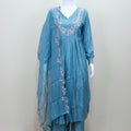 Blue Anarkali Suit with Palazzo Dupatta Elegant Ethnic Party Wear