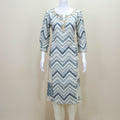 Grey White Chevron Print Straight Kurta Ethnic Wear