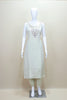 White Sleeveless Kurta Set with Blue Bandhani Dupatta Neckline Ethnic Wear