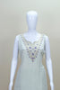 White Sleeveless Kurta Set with Blue Bandhani Dupatta Neckline Ethnic Wear