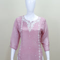 Dusty Pink Kurta Set with White Silk Blend Salwar Suit