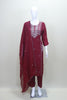 Maroon Kurta Set with Silver Silk Blend Salwar Suit