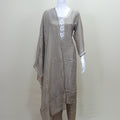 Taupe Embroidered Kurta Set with Dupatta Pants Party Wear