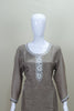 Taupe Embroidered Kurta Set with Dupatta Pants Party Wear