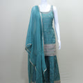 Teal Green Embroidered Sharara Suit Set with Dupatta Party Wear
